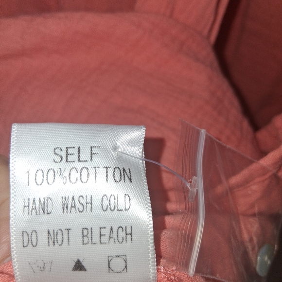 Crowned Free Relaxed Button Down Gauze 100% Cotton Oversized Tunic NWOT 2X - Picture 6 of 8